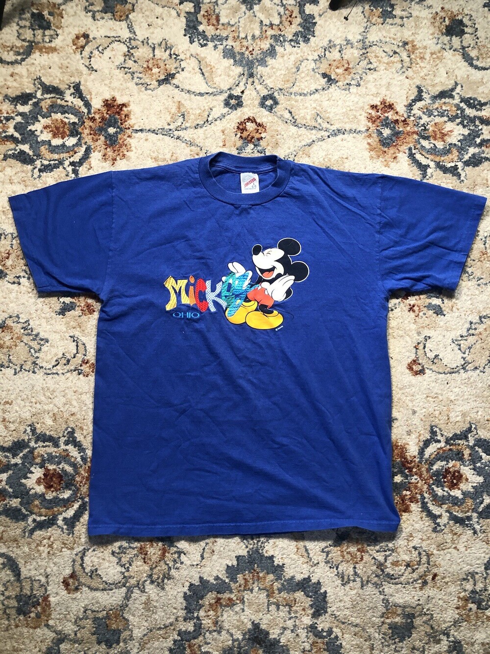 Vintage Mickey Mouse Ohio T Shirt Blue Y2K Jerzees Size Large
